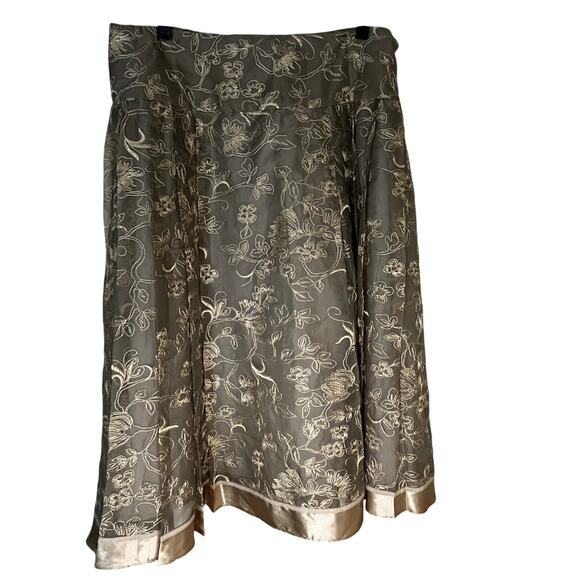 Coldwater Creek Gold Embroidered Midi Skirt great for holidays- women’s large - Picture 1 of 7